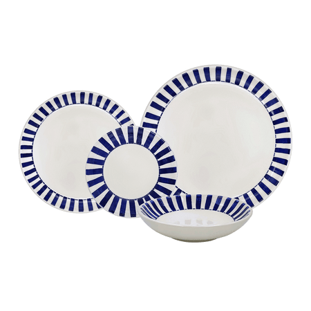 Navy Blue Stripes Dinner Set (16 Piece)