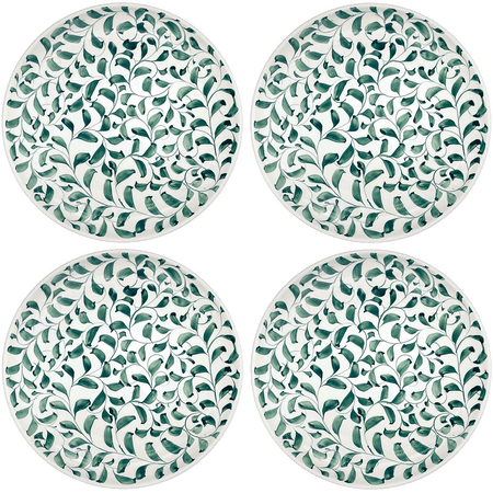 Green Scroll Charger Plates (Set of 4)