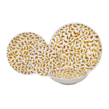 Yellow Scroll Dinner Set (16 Piece)