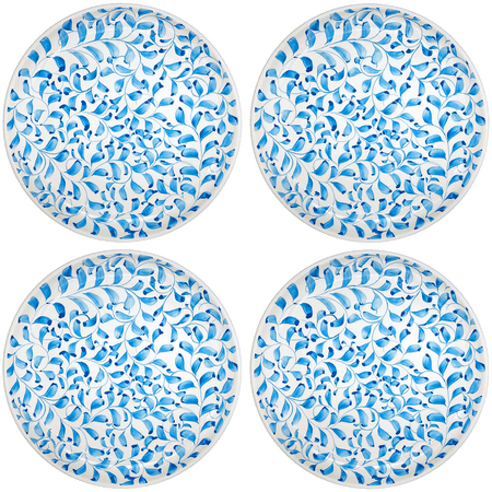 Light Blue Scroll Charger Plates (Set of 4)