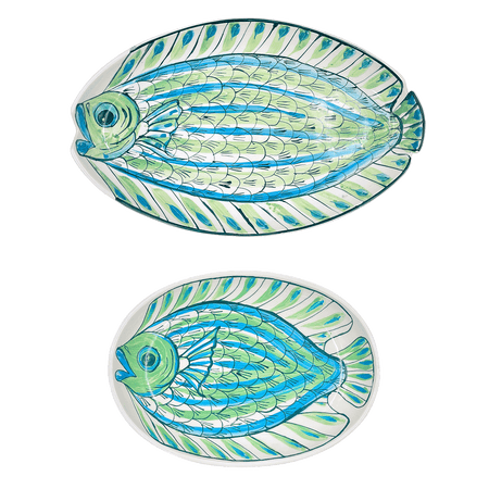 Green Romina Fish Serving Platters (Set of 2)