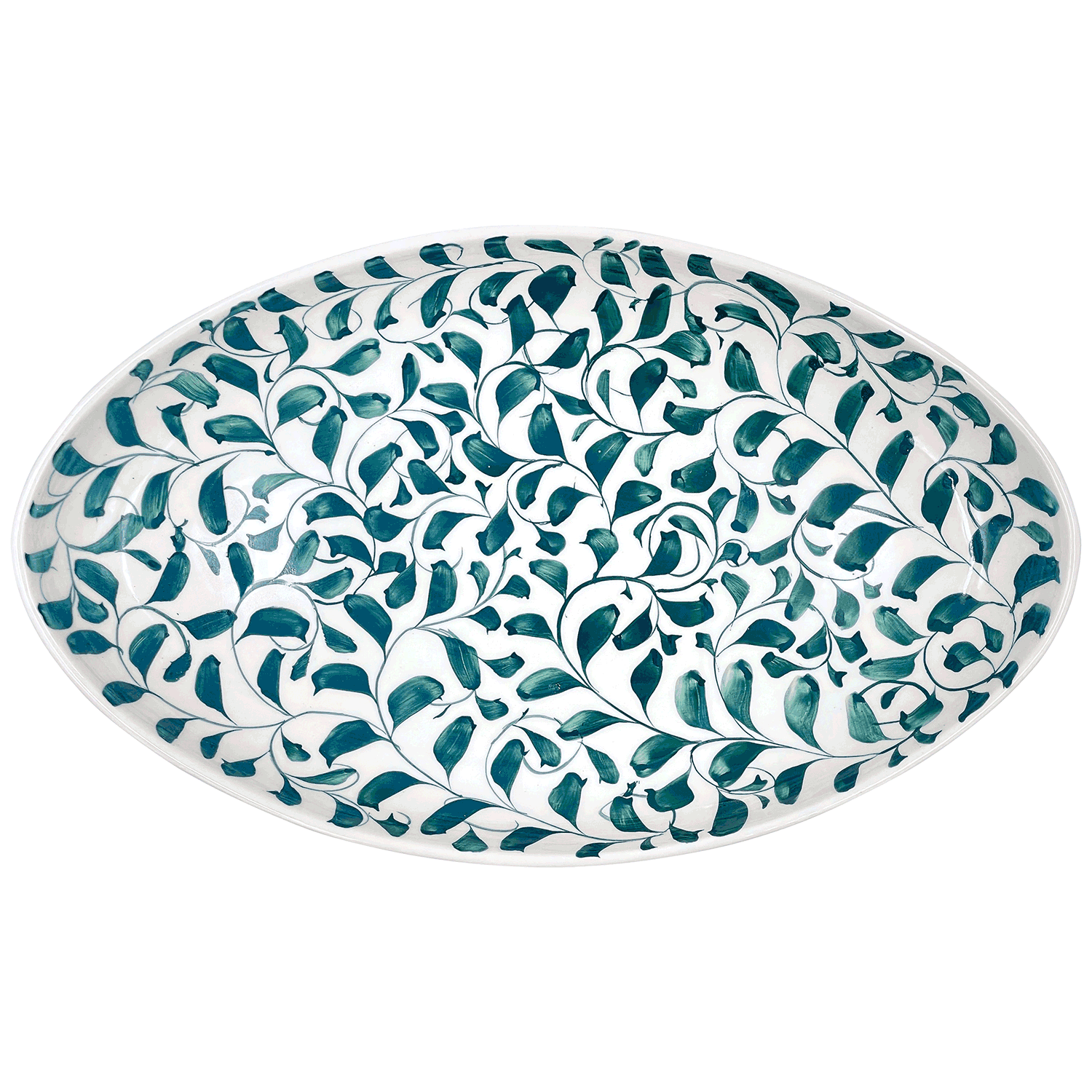 Large Green Scroll Oval Platter