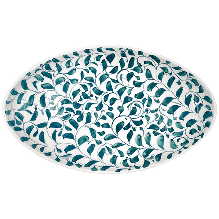 Large Green Scroll Oval Platter
