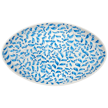 Large Light Blue Scroll Oval Platter