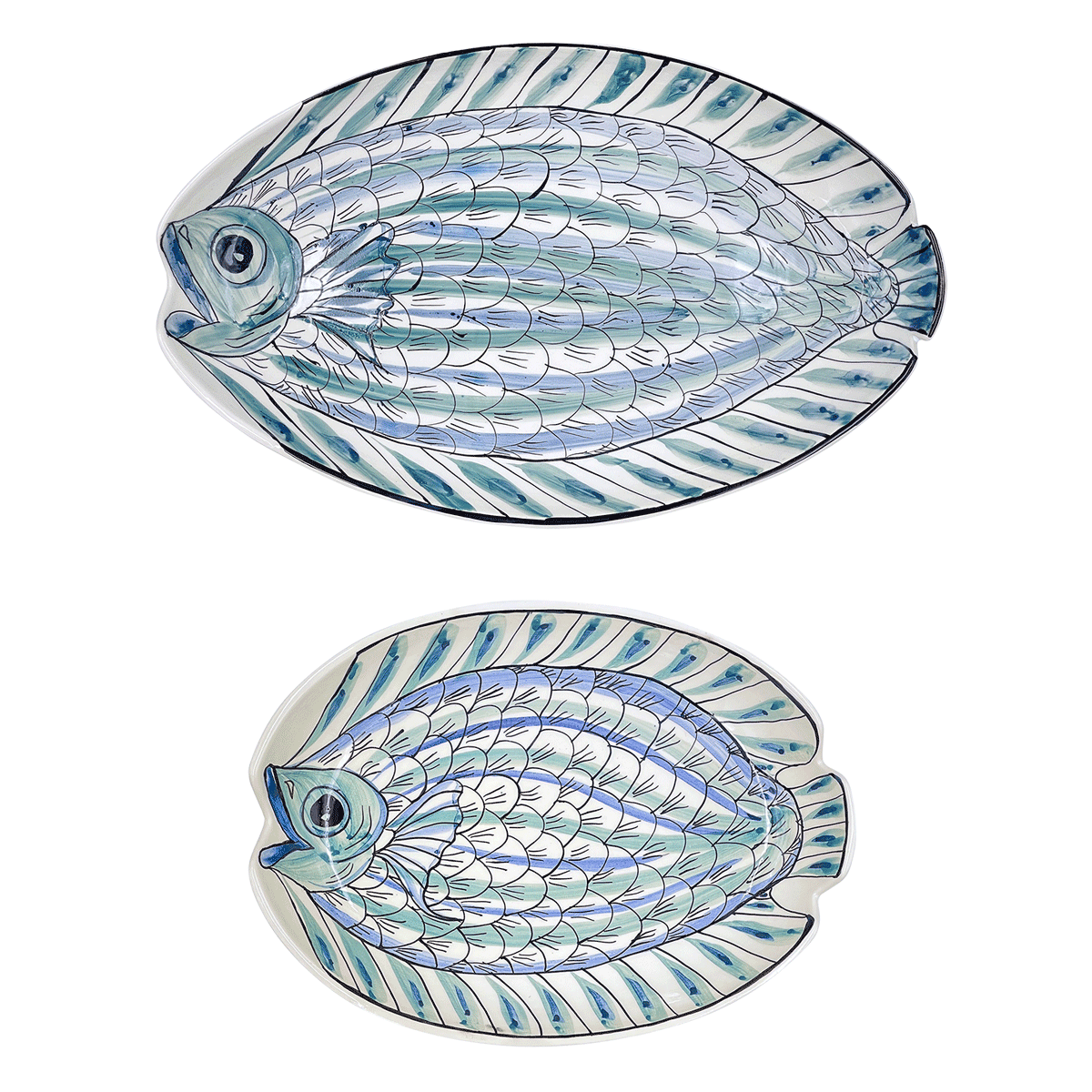 Blue Romina Fish Serving Platters (Set of 2)