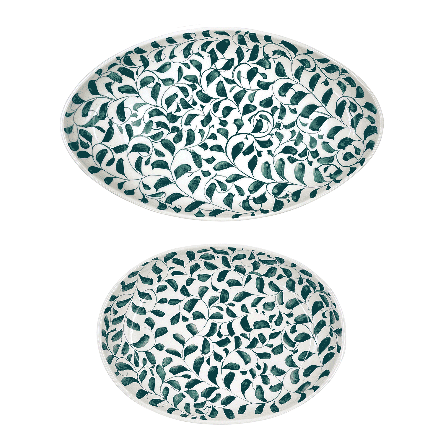 Green Scroll Serving Platters (Set of 2)
