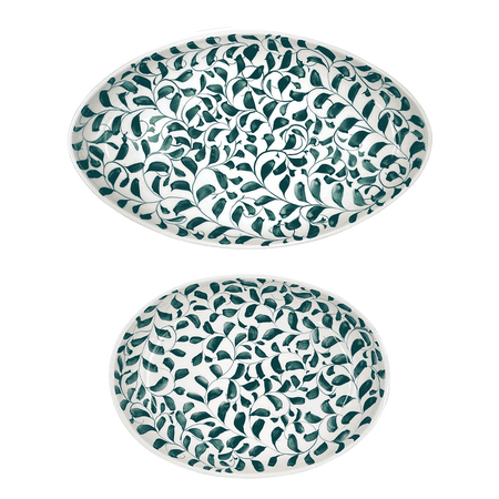 Green Scroll Serving Platters (Set of 2)