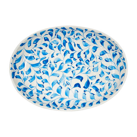 Small Light Blue Scroll Oval Platter