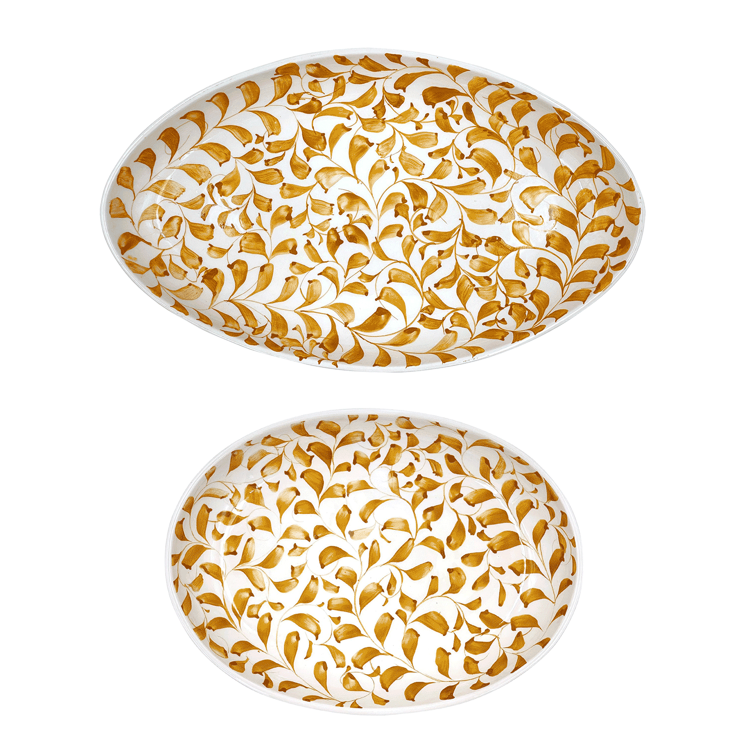 Yellow Scroll Serving Platters (Set of 2)
