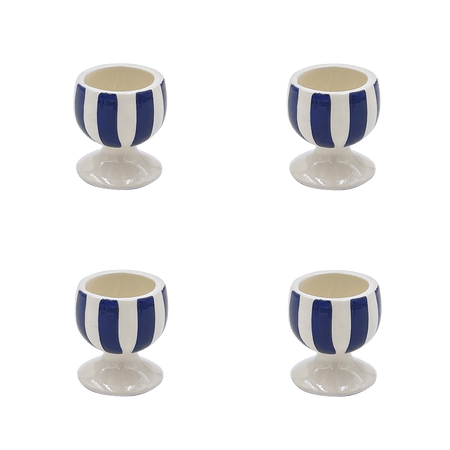 Navy Blue Stripes Egg Cups (Set of 4)