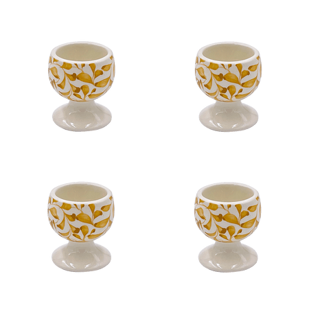 Yellow Scroll Egg Cups (Set of 4)
