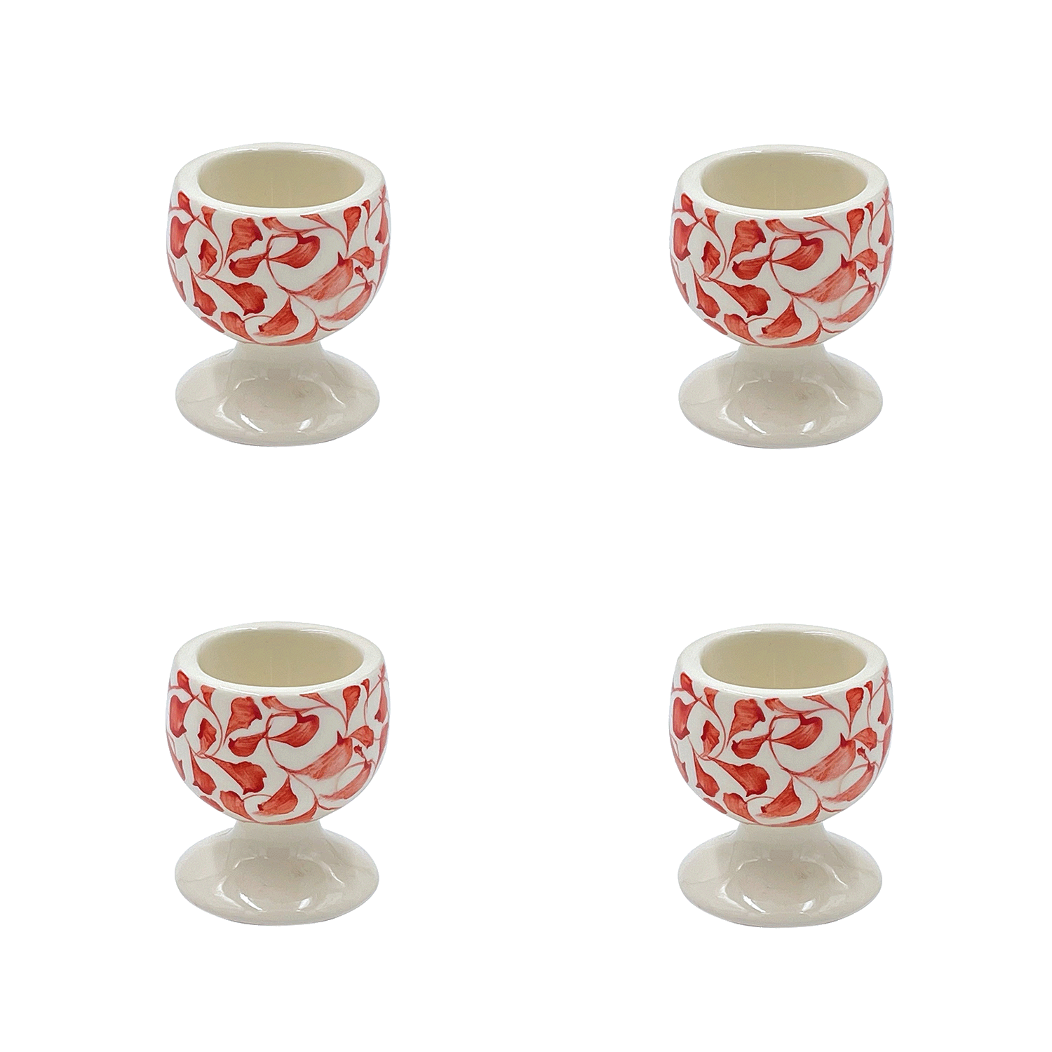 Red Scroll Egg Cups (Set of 4)