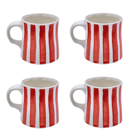 Red Stripes Mugs (Set of 4)