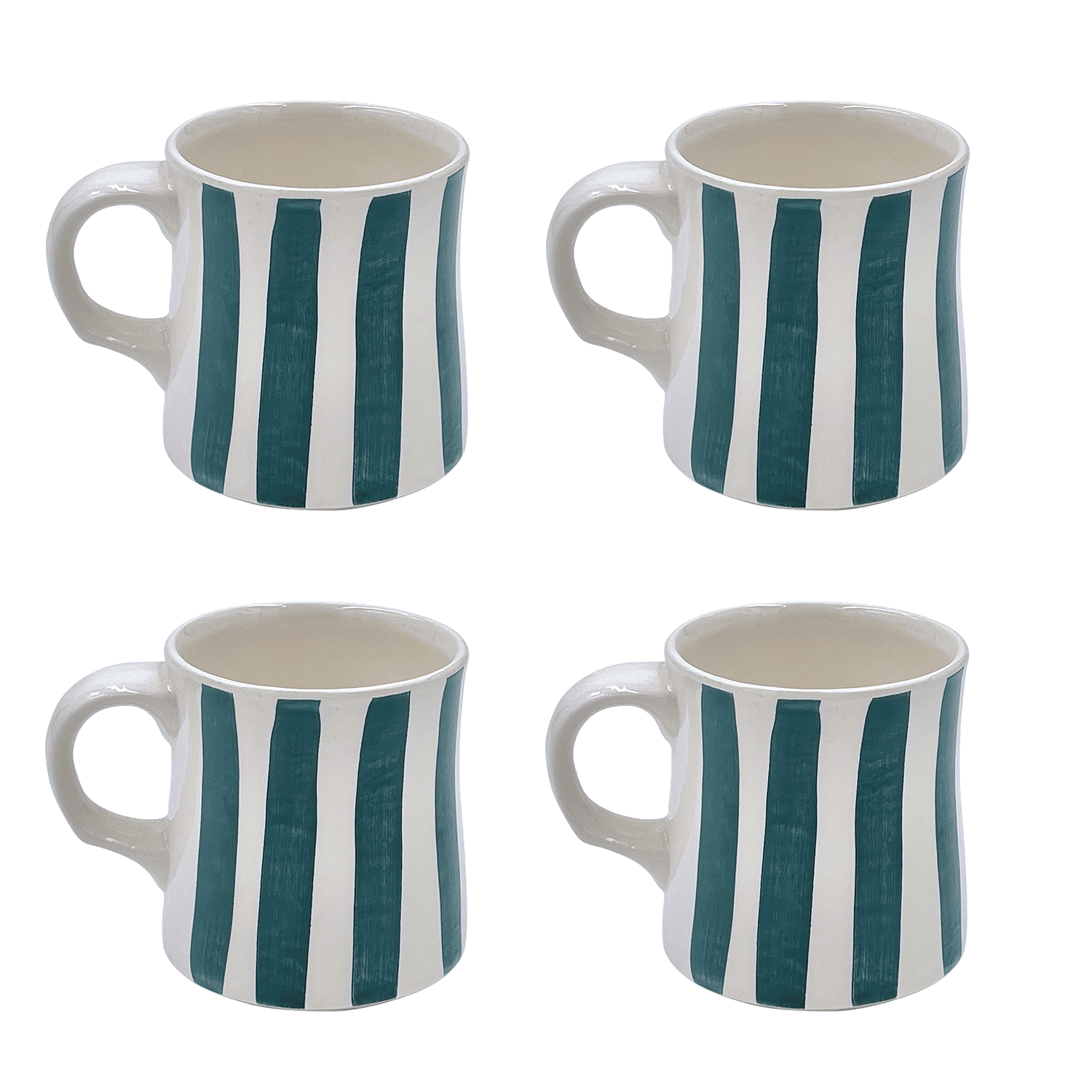 Green Stripes Mugs (Set of 4)