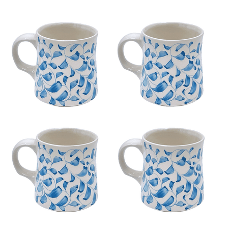Light Blue Scroll Mugs (Set of 4)