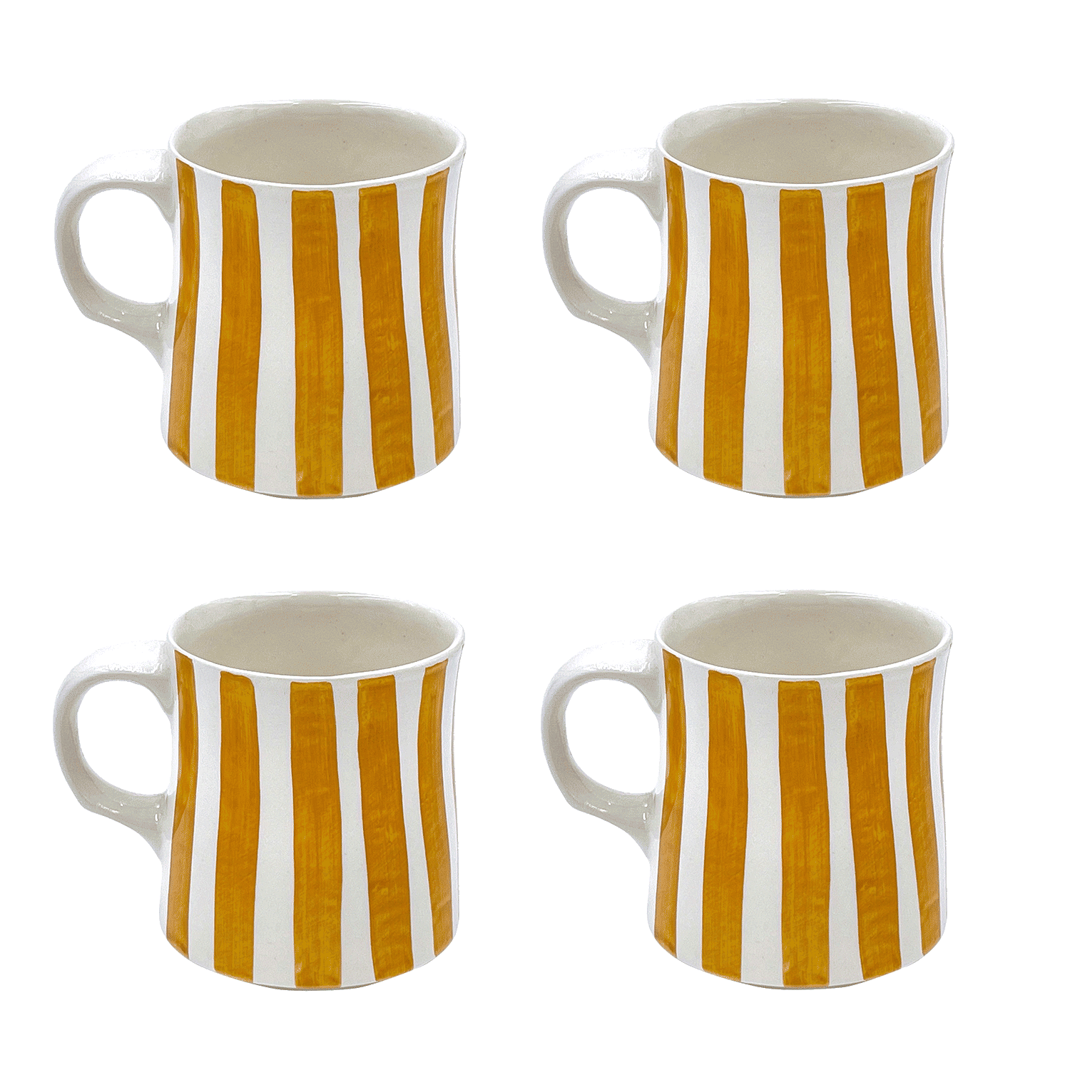 Yellow Stripes Mugs (Set of 4)