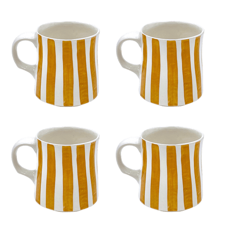 Yellow Stripes Mugs (Set of 4)