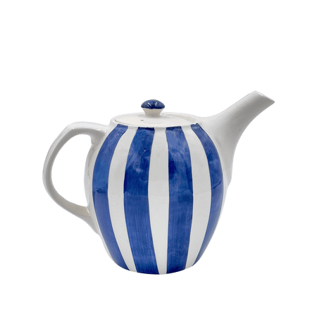 Navy Blue Stripes Teapot