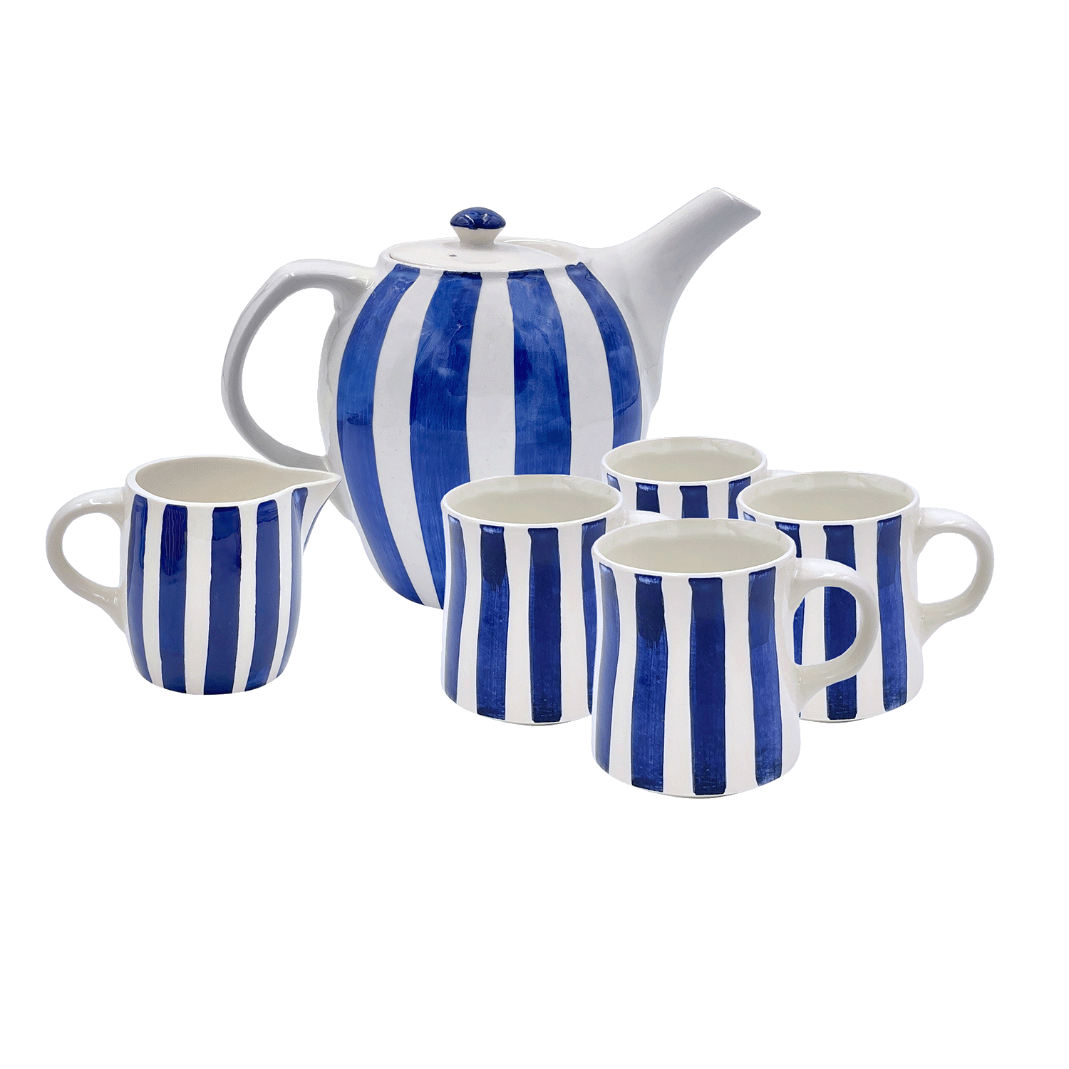 Navy Blue Stripes Tea Set (6 Piece)