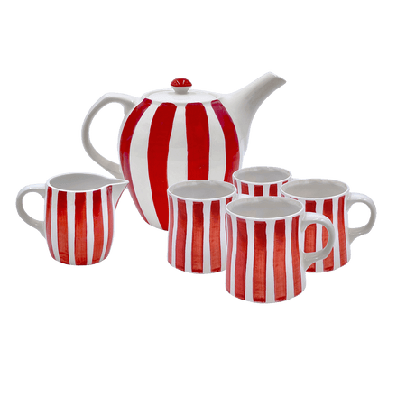 Red Stripes Tea Set (6 Piece)
