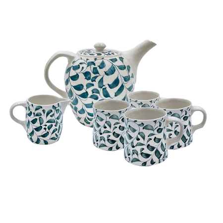 Green Scroll Tea Set (6 Piece)