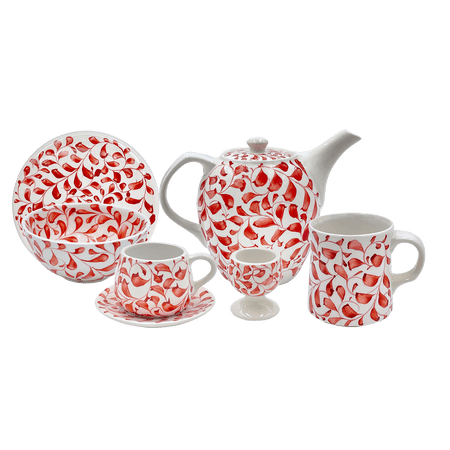 Red Scroll Breakfast Set (25 Piece)