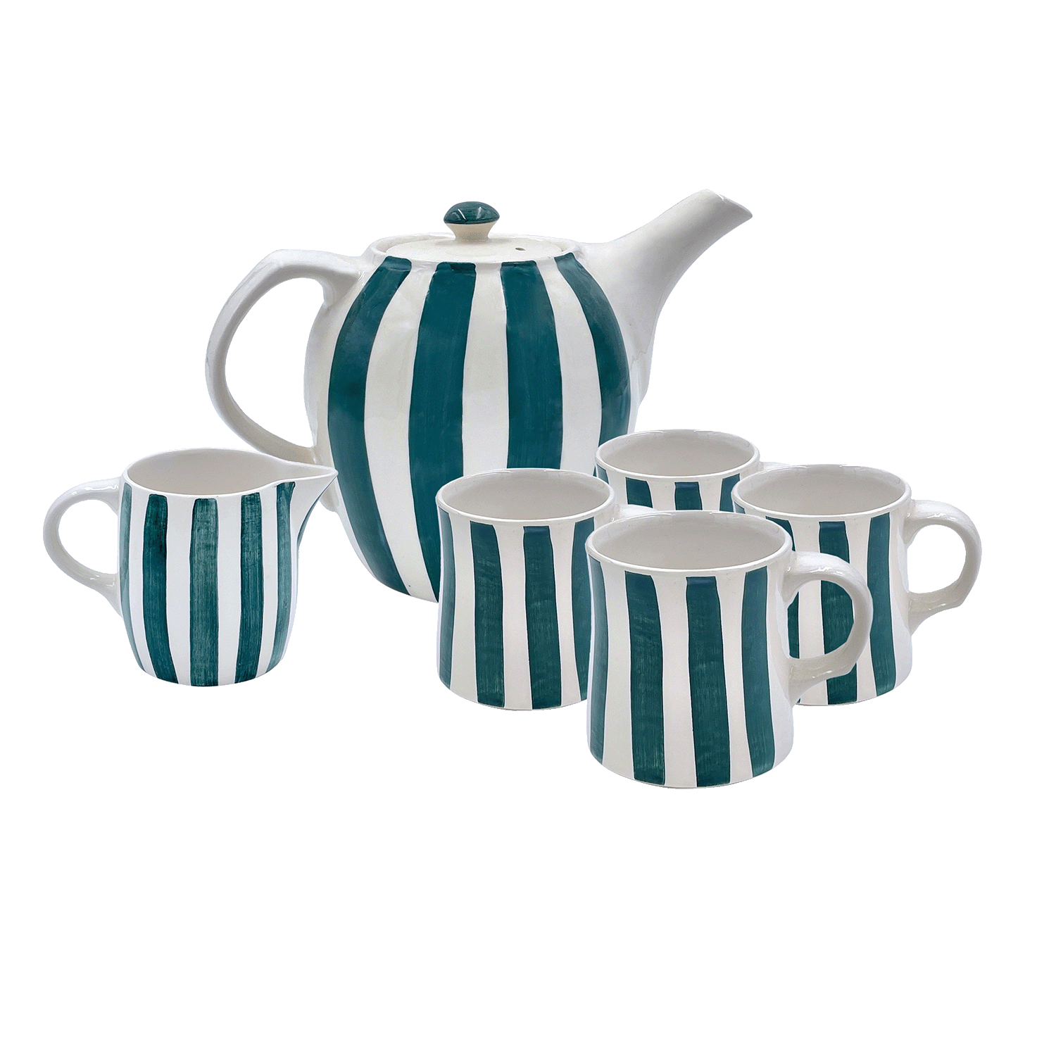 Green Stripes Tea Set (6 Piece)