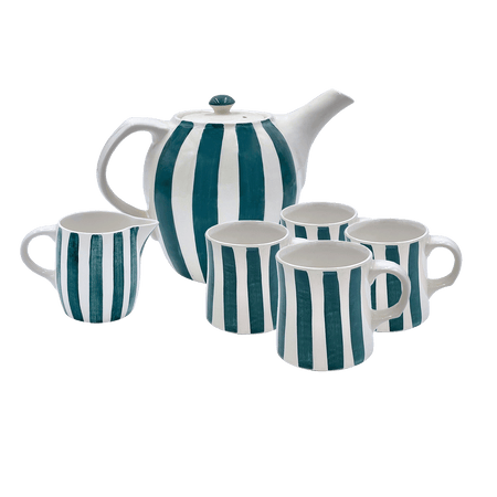 Green Stripes Tea Set (6 Piece)