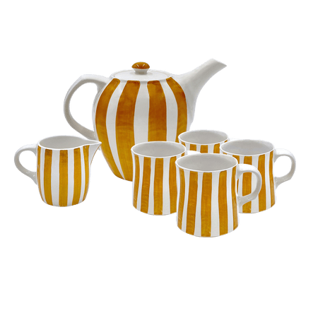 Yellow Stripes Tea Set (6 Piece)