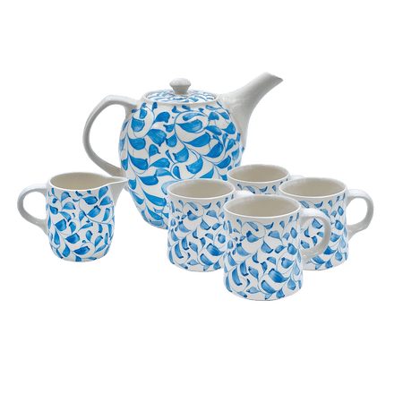 Light Blue Scroll Tea Set (6 Piece)