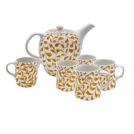 Yellow Scroll Tea Set (6 Piece)
