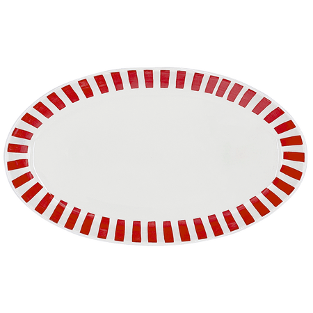 Large Red Stripes Oval Platter