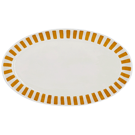 Large Yellow Stripes Oval Platter