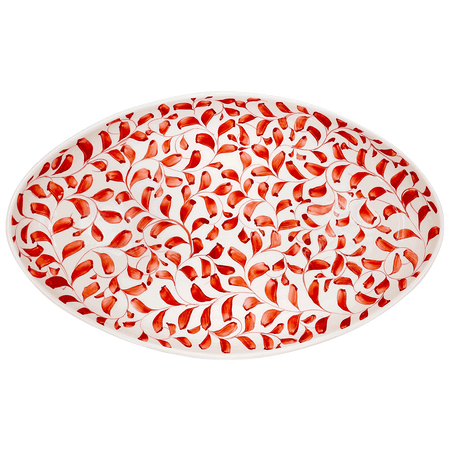 Large Red Scroll Oval Platter