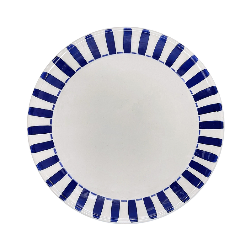 Navy Blue Stripes Dinner Plate
