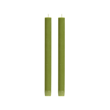 Pair of Olive Green Dinner Candles 25cm