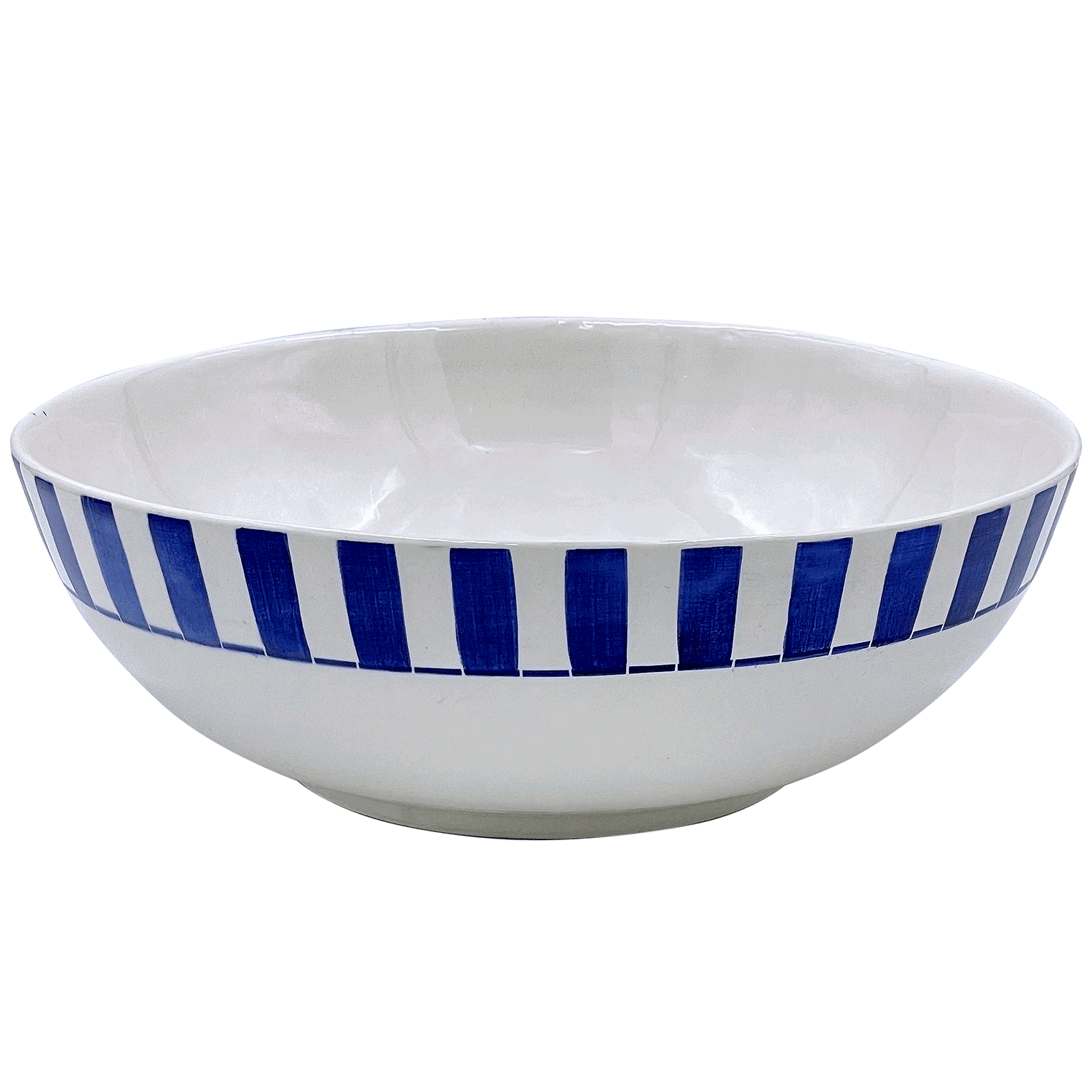 Navy Blue Stripes Salad Bowl