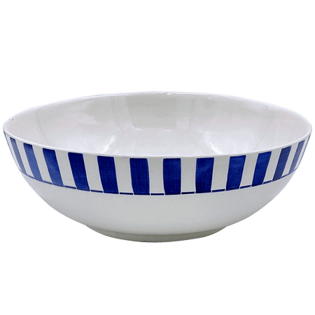 Navy Blue Stripes Salad Bowl