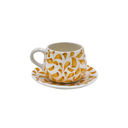 Yellow Scroll Coffee Cup & Saucer