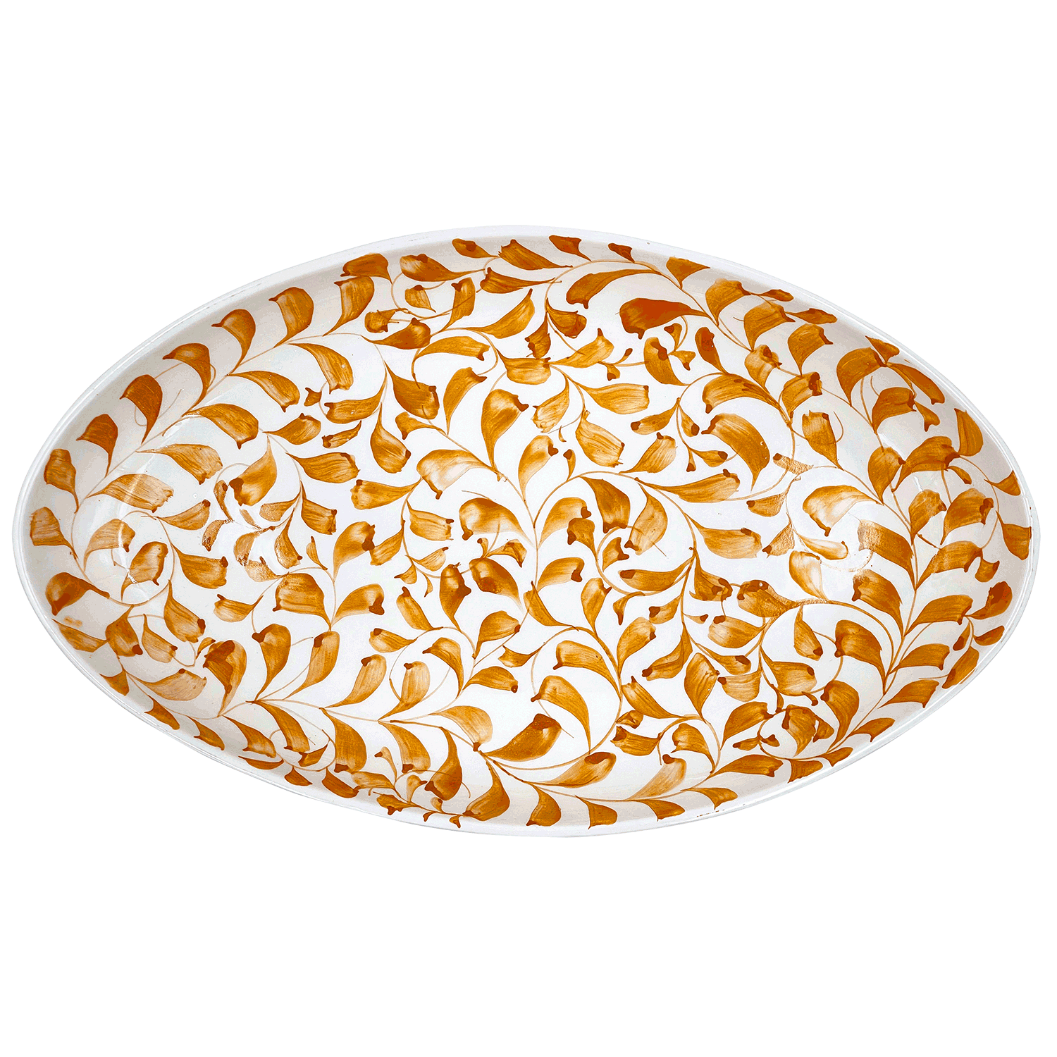 Large Yellow Scroll Oval Platter