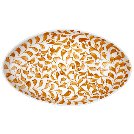 Large Yellow Scroll Oval Platter